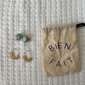 Madewell Gold and Mint Earrings Set